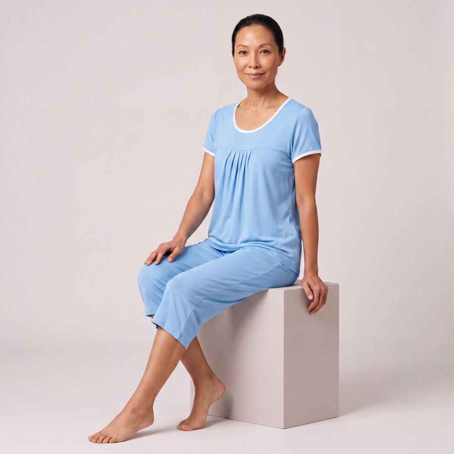 Pleated T-Shirt Capri Set