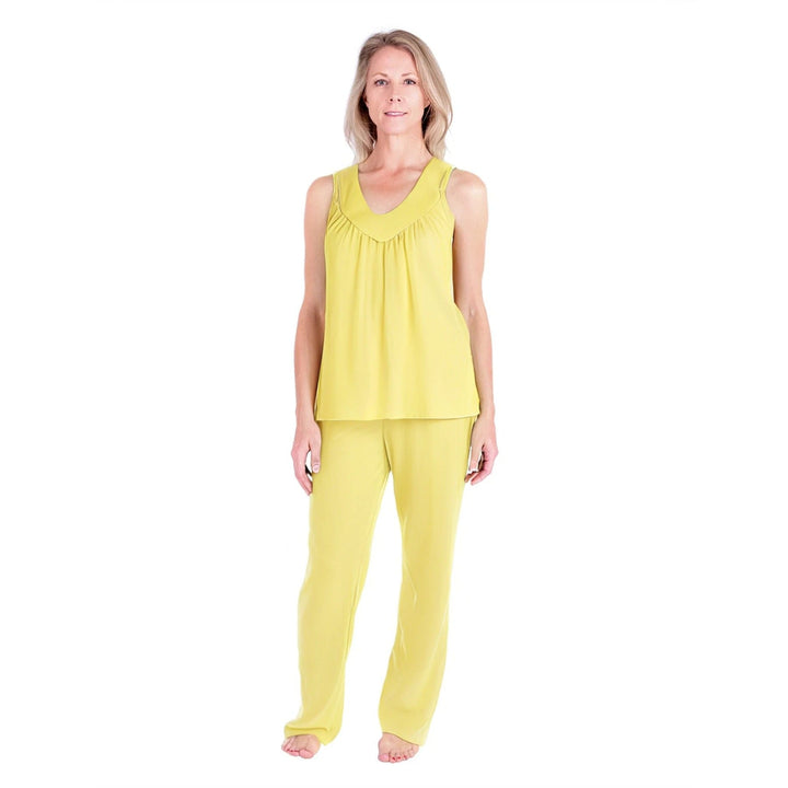 Women's Moisture Wicking Gathered Tank Drawstring Pant Pajama Set