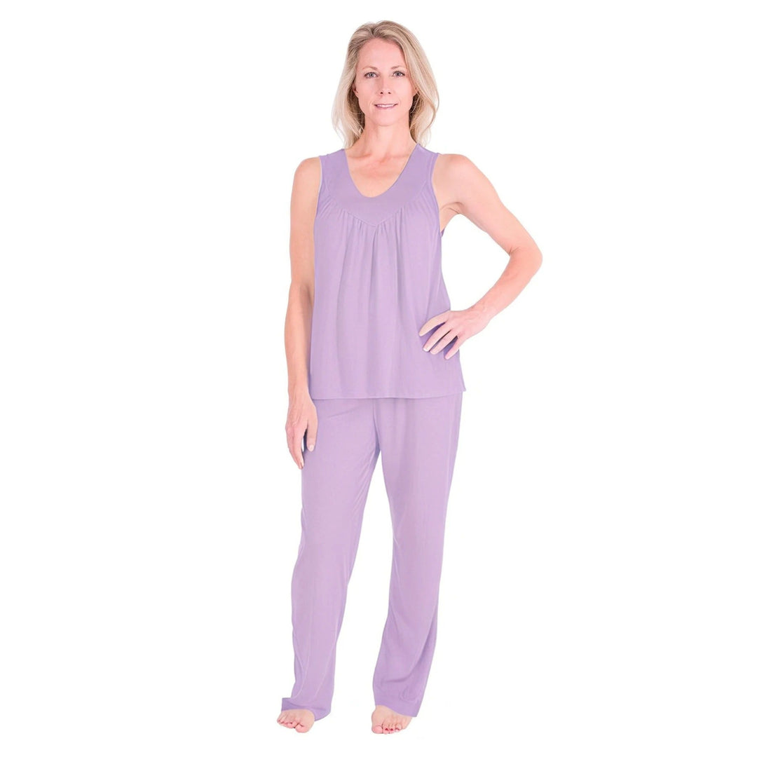 Women's Moisture Wicking Gathered Tank Drawstring Pant Pajama Set