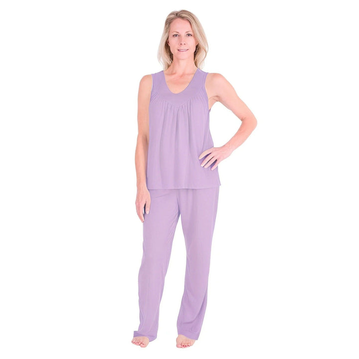 Women's Moisture Wicking Gathered Tank Drawstring Pant Pajama Set