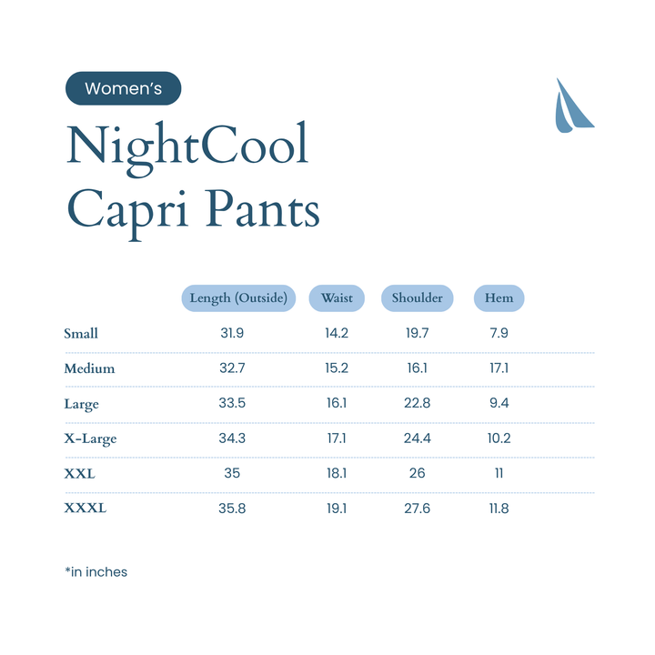 Cool-jams NightCool Pleated T-Shirt Capri Set for women, made for night sweats and hot flashes