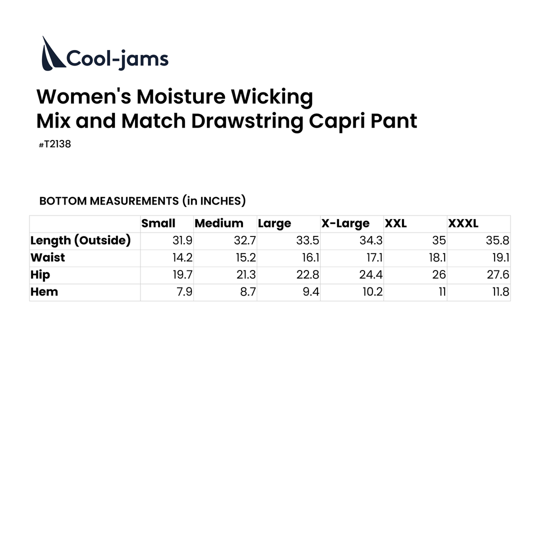 Women's Moisture Wicking Mix and Match Drawstring Capri Pant