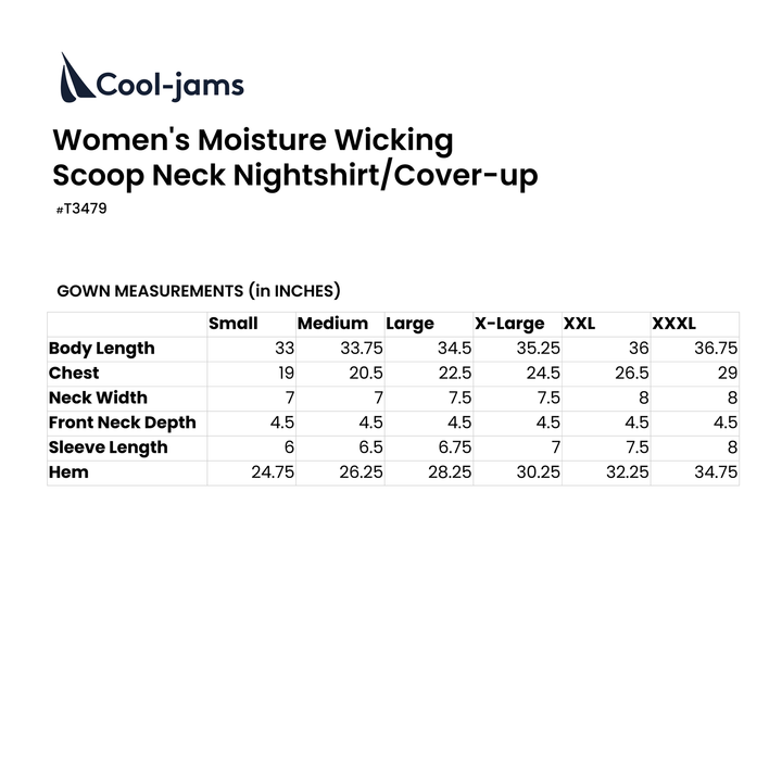 Women's Moisture Wicking Scoop Neck Nightshirt/Cover-up