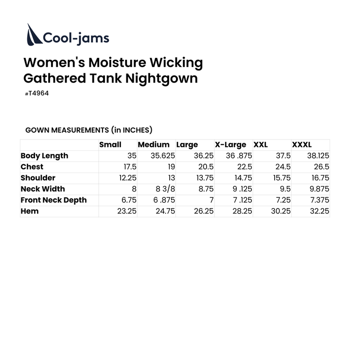 Women's Moisture Wicking Gathered Tank Nightgown