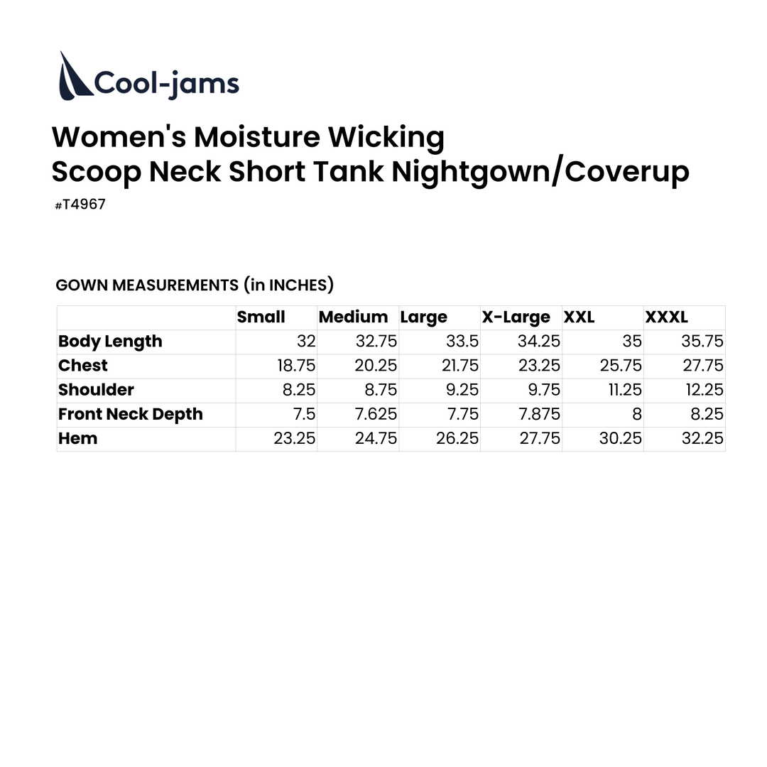 Women's Moisture Wicking Scoop Neck Short Tank Nightgown/Coverup