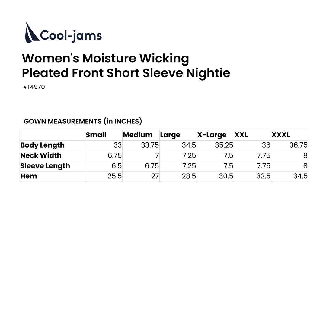 Women's Pleated Front Moisture Wicking Short Sleeve Nightie