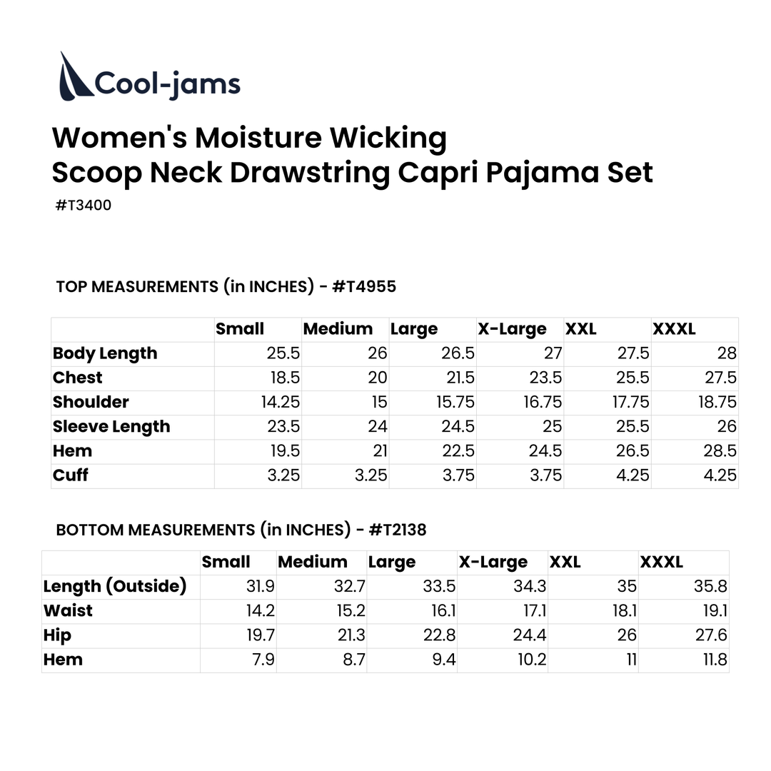 Women's Moisture Wicking Scoop Neck Drawstring Capri Pajama Set