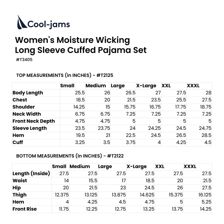 Women's Moisture Wicking Long Sleeve Cuffed Pajama Set