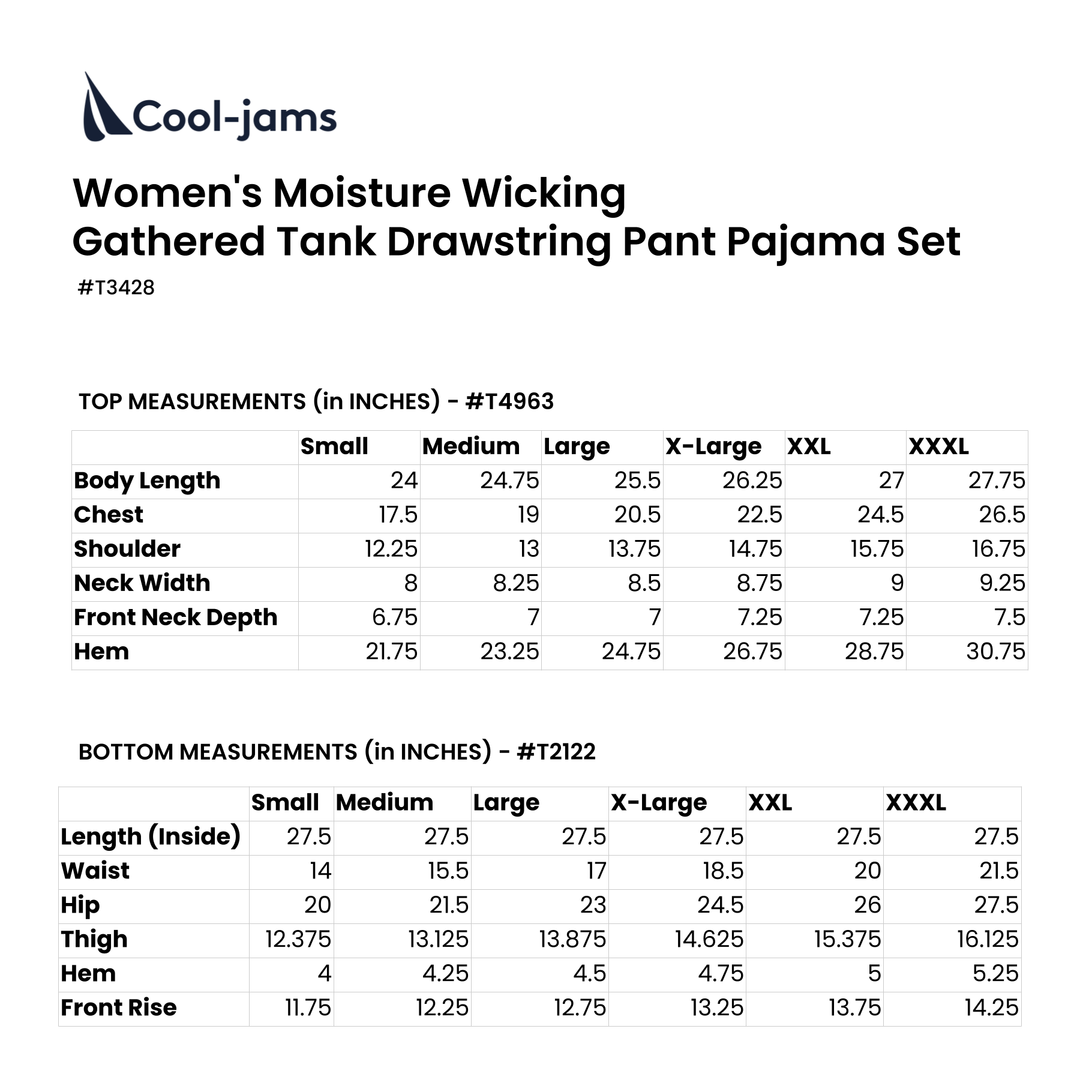 Women's Moisture Wicking Gathered Tank Drawstring Pant Pajama Set