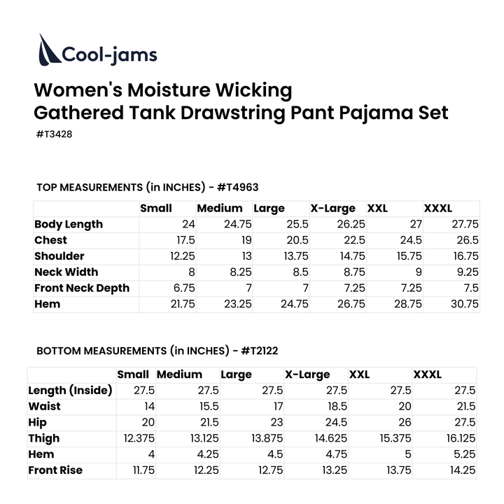 Women's Moisture Wicking Gathered Tank Drawstring Pant Pajama Set