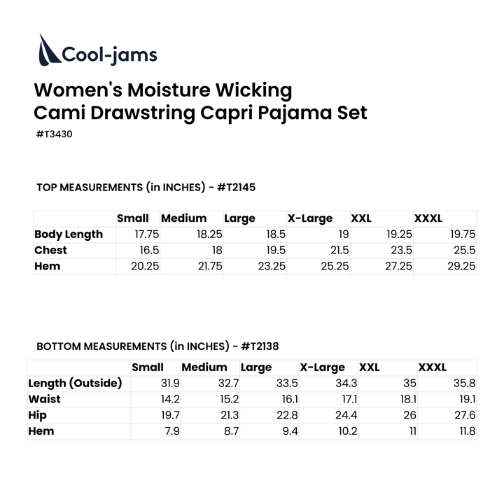 Women's Moisture Wicking Cami Drawstring Capri Pajama Set