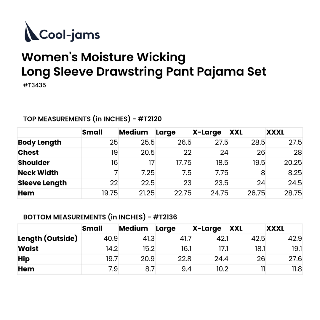 Women's Moisture Wicking Long Sleeve Drawstring Pant Pajama Set