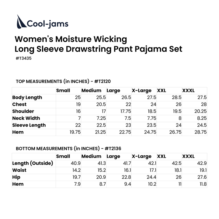 Women's Moisture Wicking Long Sleeve Drawstring Pant Pajama Set