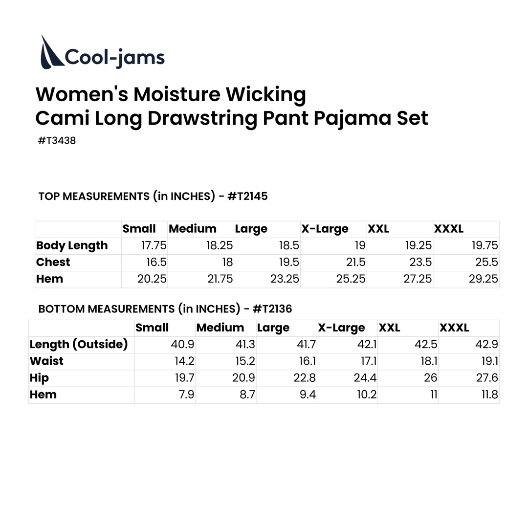 Women's Moisture Wicking Cami Long Drawstring Pant Pajama Set