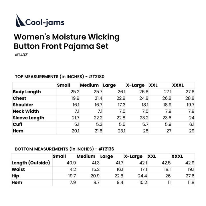 Women's Moisture Wicking Button Front Pajama Set