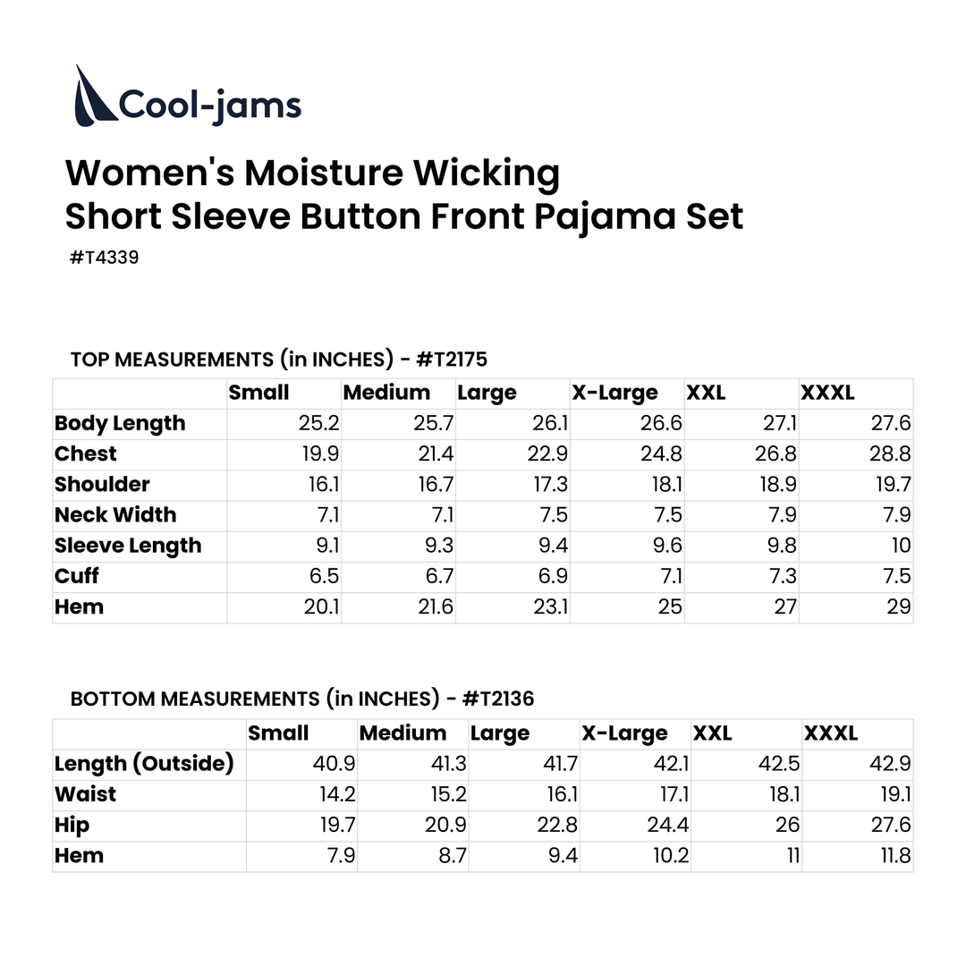 Women's Moisture Wicking Short Sleeve Button Front Pajama Set