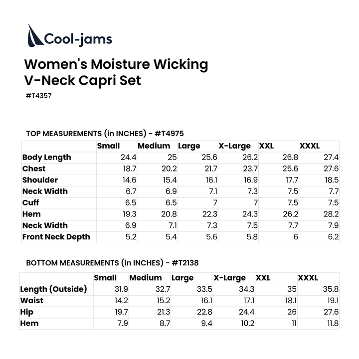 Women's Moisture Wicking V-Neck Capri Set