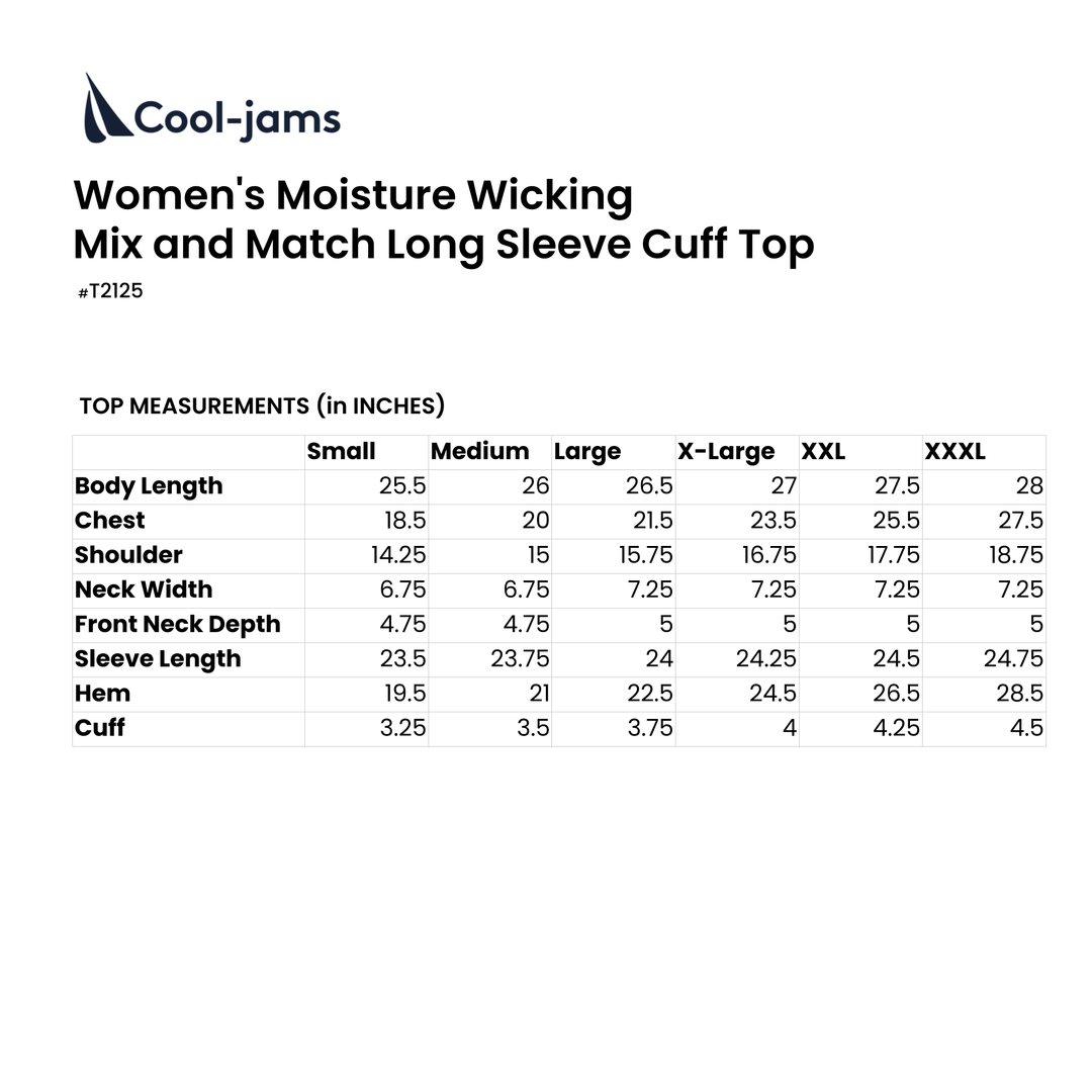 Women's Moisture Wicking Mix and Match Long Sleeve Cuff Top