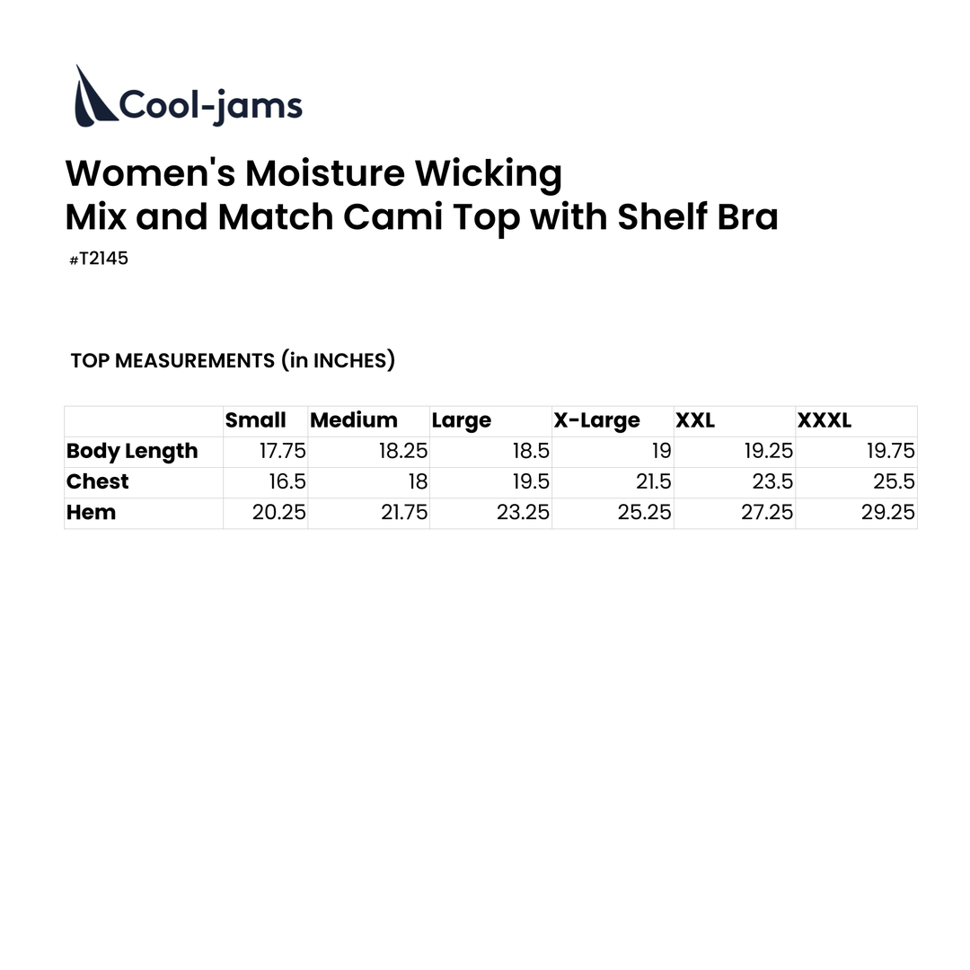 Women's Moisture Wicking Mix and Match Cami Top with Shelf Bra