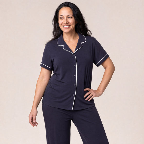 Button Front Short Sleeve Top