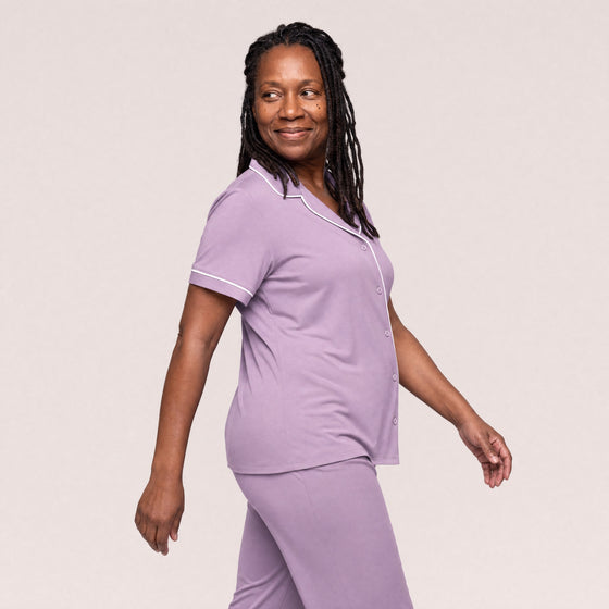 Button Front Short Sleeve Top
