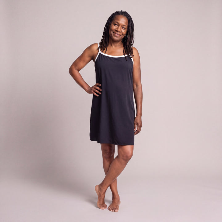 Black Cool-jams DayBasics Cami Nightgown for women, breathable everyday sleepwear