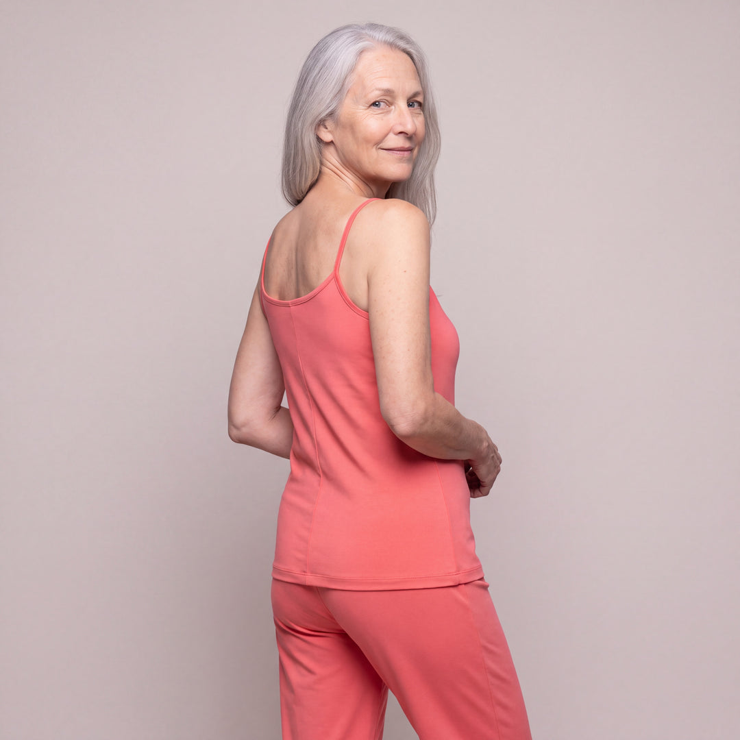 Coral Cool-jams DayBasics Cami Top with Shelf Bra for women, gentle against the skin