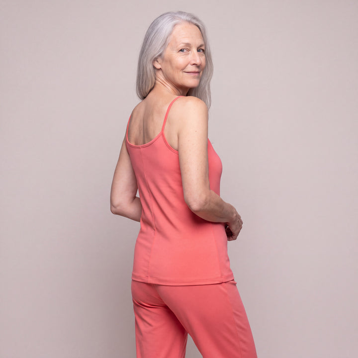 Coral Cool-jams DayBasics Cami Top with Shelf Bra for women, gentle against the skin