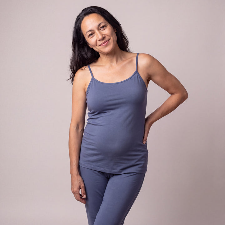 Dusk Blue Cool-jams DayBasics Cami Top with Shelf Bra for women, lightweight DayBasics fabric