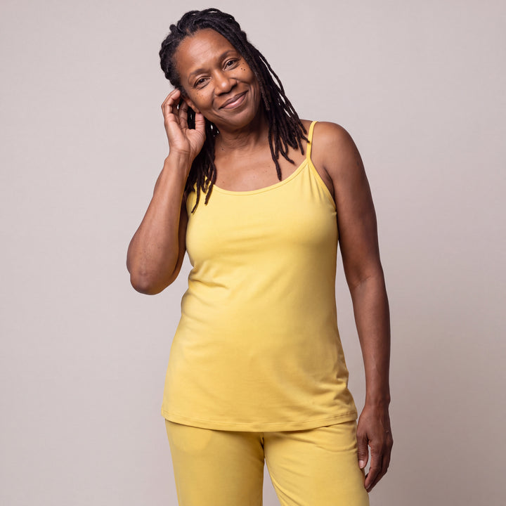 Lemon Cool-jams DayBasics Cami Top with Shelf Bra for women, soft everyday sleepwear