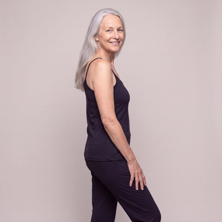 Navy Cool-jams DayBasics Cami Top with Shelf Bra for women, gentle against the skin