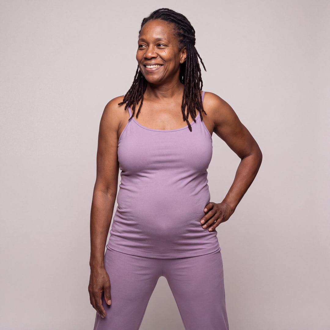 Violet Cool-jams DayBasics Cami Top with Shelf Bra for women, soft, breathable sleepwear for women