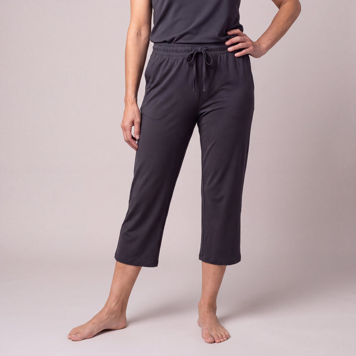 Black Cool-jams DayBasics Drawstring Capri Pants for women, gentle against the skin
