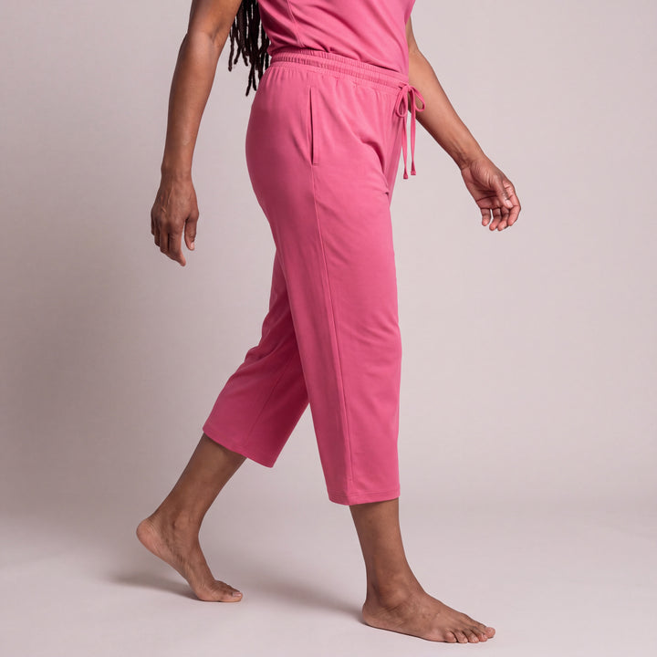 Raspberry Cool-jams DayBasics Drawstring Capri Pants for women, gentle against the skin