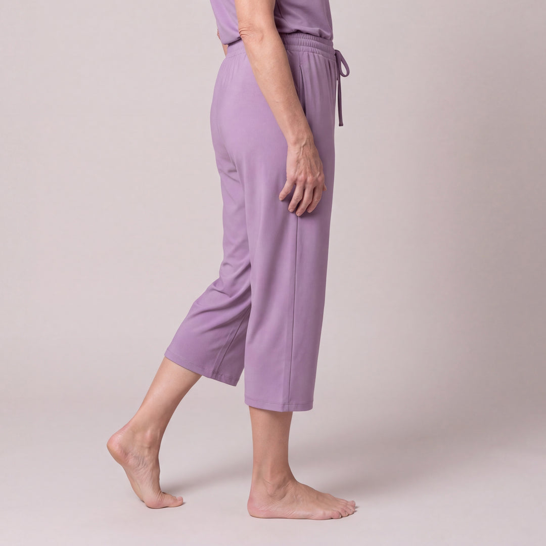 Violet Cool-jams DayBasics Drawstring Capri Pants for women, soft, breathable sleepwear for women