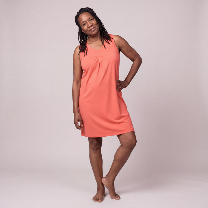 Coral Cool-jams DayBasics Gathered Tank Nightgown for women, gentle against the skin