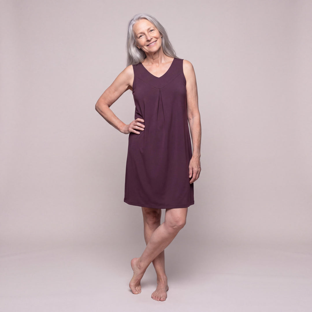 Merlot Cool-jams DayBasics Gathered Tank Nightgown for women, gentle against the skin