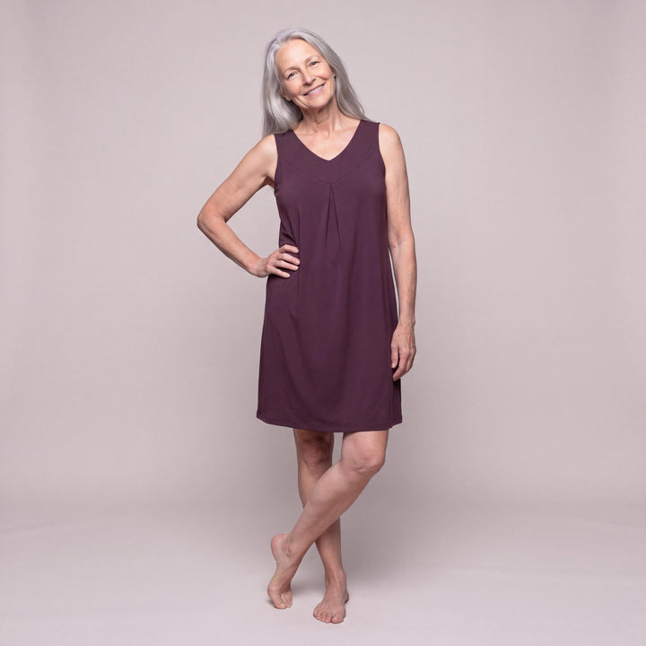 Merlot Cool-jams DayBasics Gathered Tank Nightgown for women, gentle against the skin