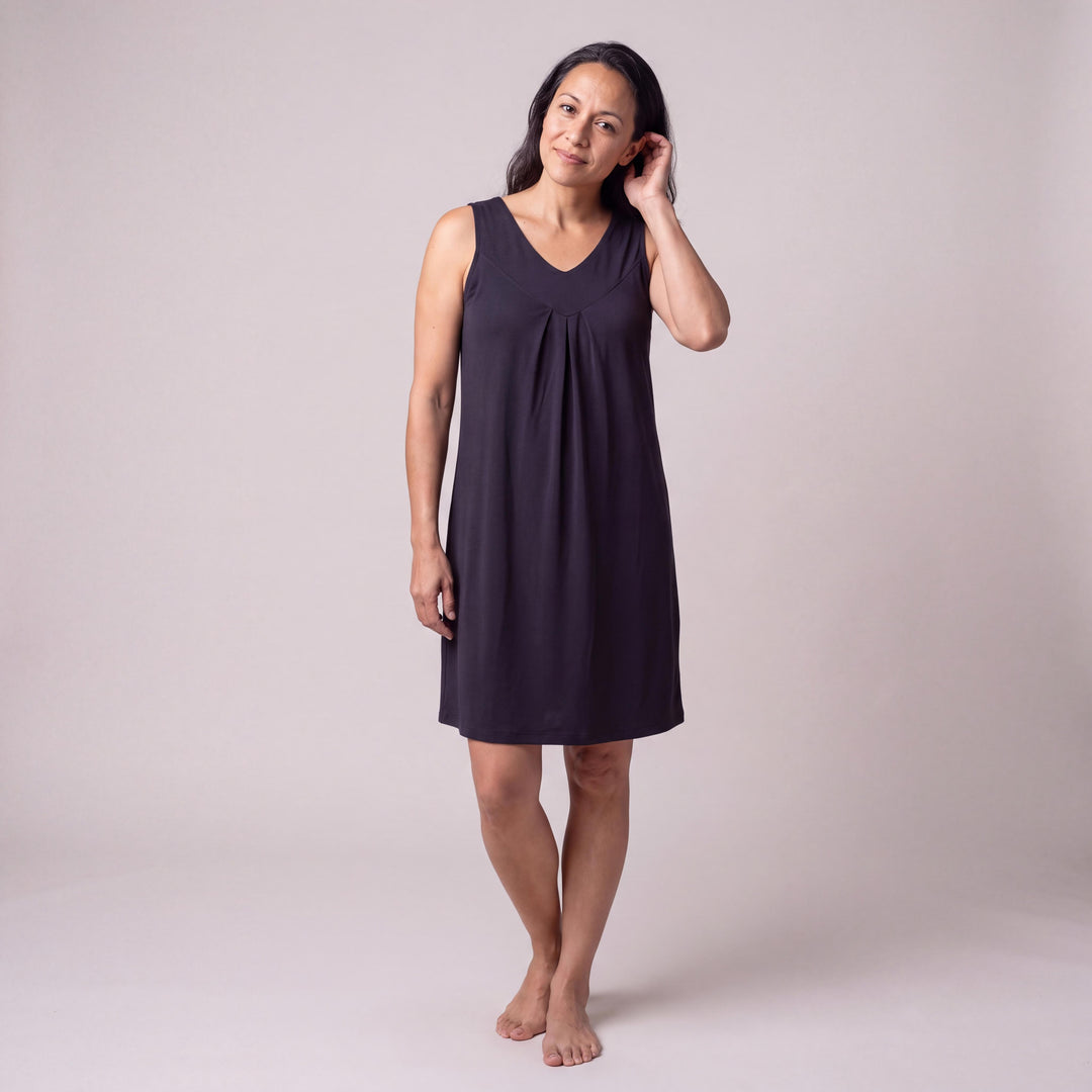 Navy Cool-jams DayBasics Gathered Tank Nightgown for women, soft, breathable sleepwear for women