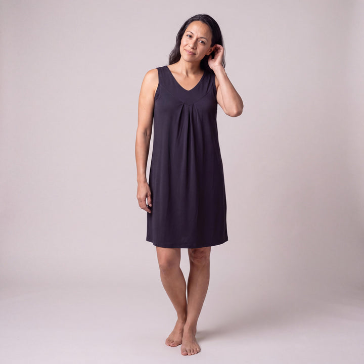 Navy Cool-jams DayBasics Gathered Tank Nightgown for women, soft, breathable sleepwear for women