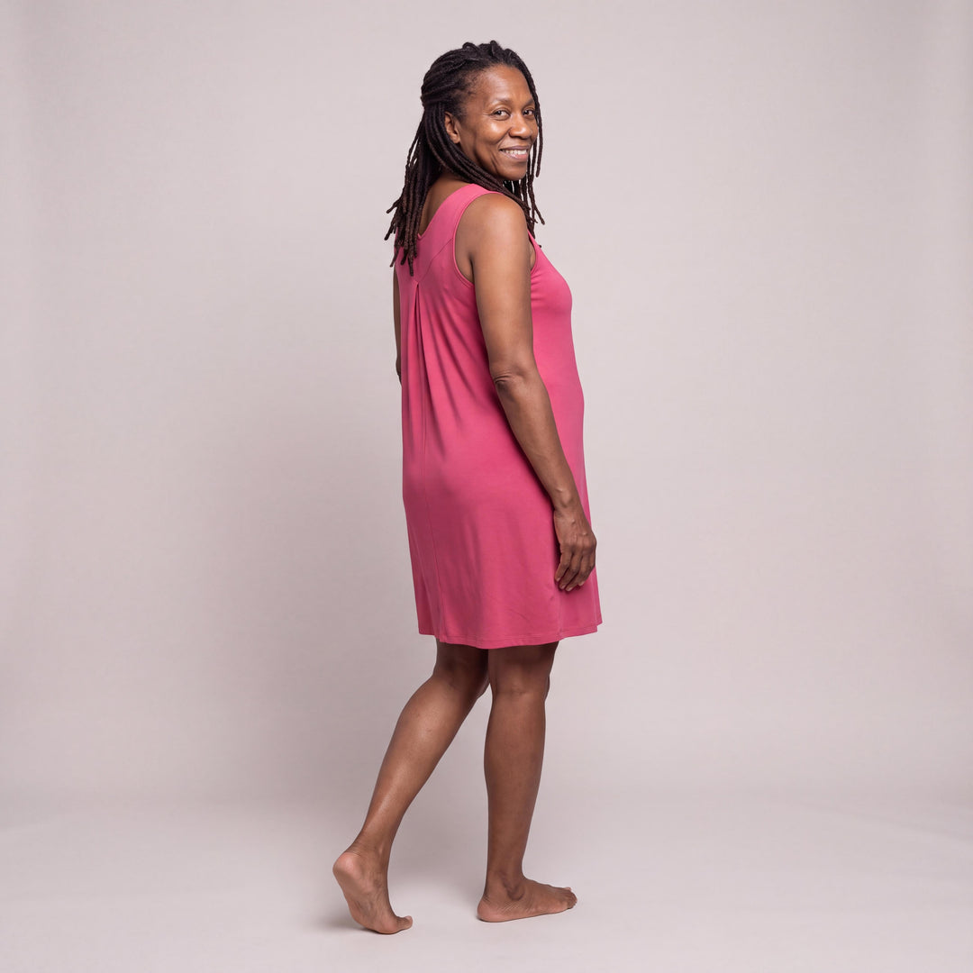 Raspberry Cool-jams DayBasics Gathered Tank Nightgown for women, soft everyday sleepwear