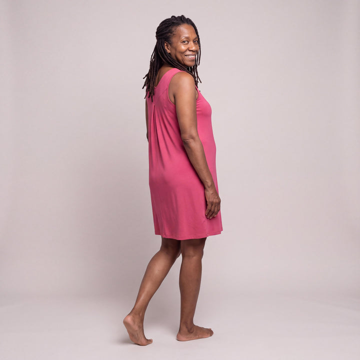 Raspberry Cool-jams DayBasics Gathered Tank Nightgown for women, soft everyday sleepwear