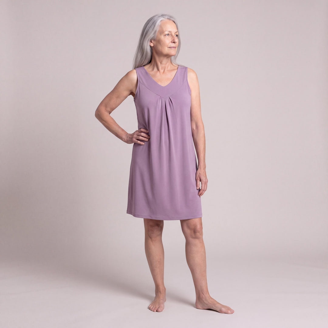 Violet Cool-jams DayBasics Gathered Tank Nightgown for women, soft, breathable sleepwear for women