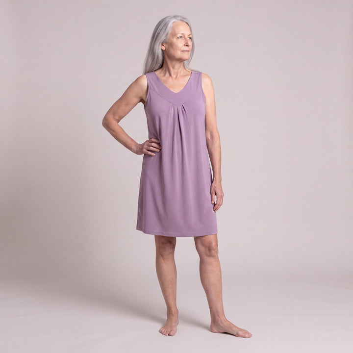Violet Cool-jams DayBasics Gathered Tank Nightgown for women, soft, breathable sleepwear for women