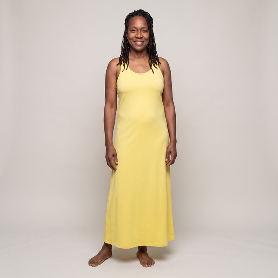 Long Racerback Tank Gown with Built-In Shelf Bra