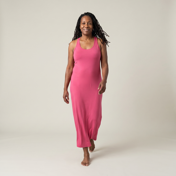 Long Racerback Tank Gown with Built-In Shelf Bra