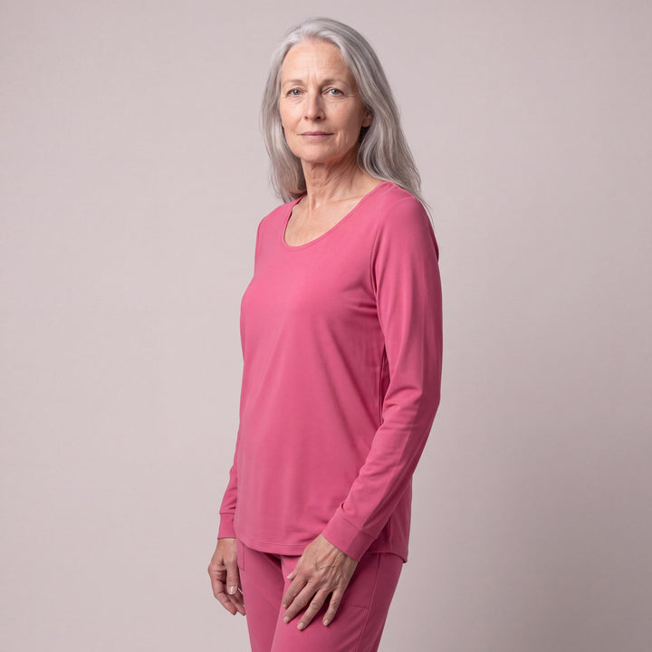 Raspberry Cool-jams DayBasics Long Sleeve Cuff Top for women, soft, breathable sleepwear for women