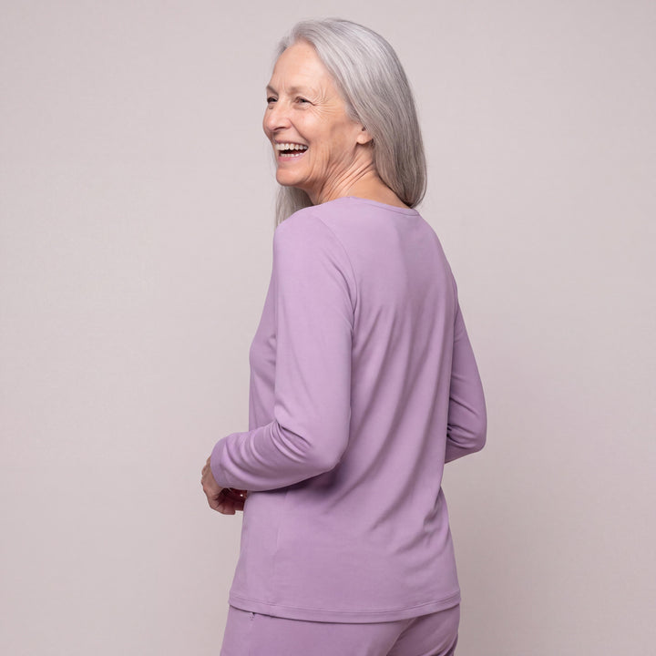 Violet Cool-jams DayBasics Long Sleeve Cuff Top for women, gentle against the skin