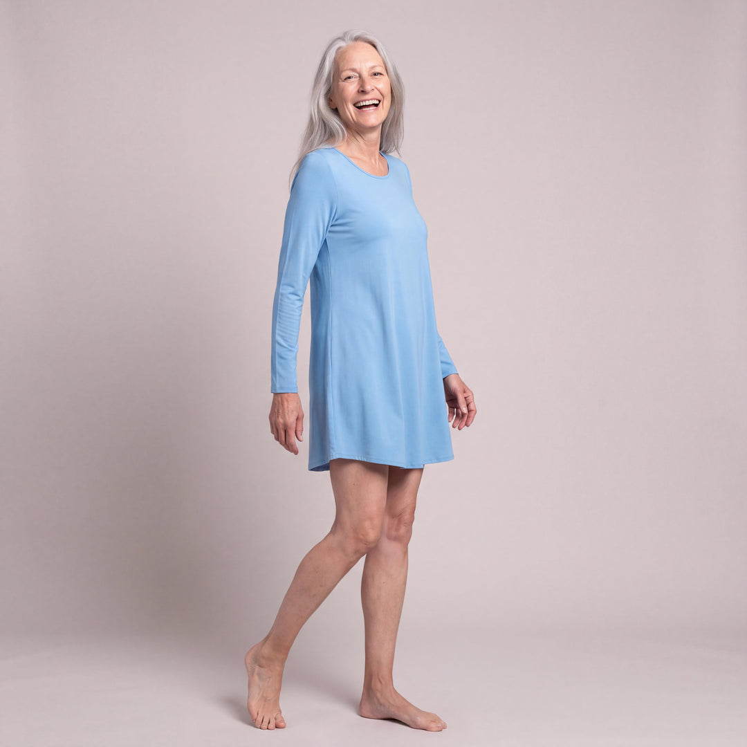 Island Cool-jams DayBasics Long Sleeve Scoop Neck Nightshirt for women, lightweight DayBasics fabric