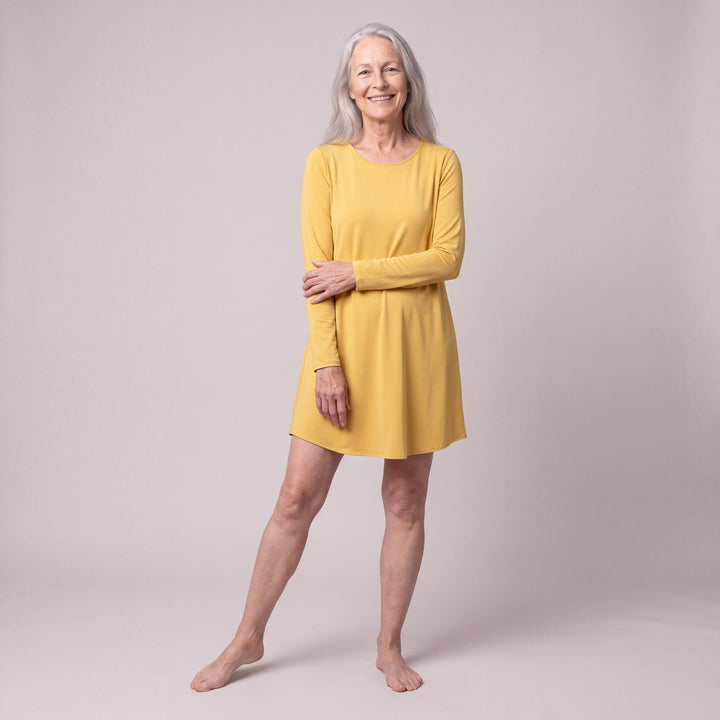 Lemon Cool-jams DayBasics Long Sleeve Scoop Neck Nightshirt for women, lightweight DayBasics fabric
